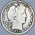 1914-S BARBER SILVER HALF DOLLAR 50c VG  #MC_699