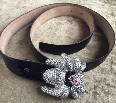 Snakeskin Womens Belt w/ Large Rhinestone Tarantula Buckle Juna Bling 33-36
