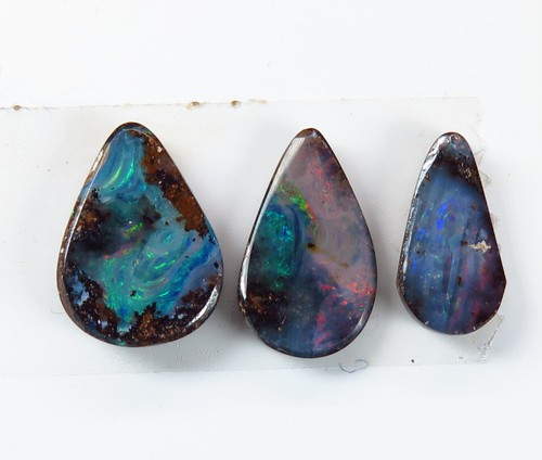 Australian Boulder Opal 3.64ct Natural Queensland 3 Stone Parcel.