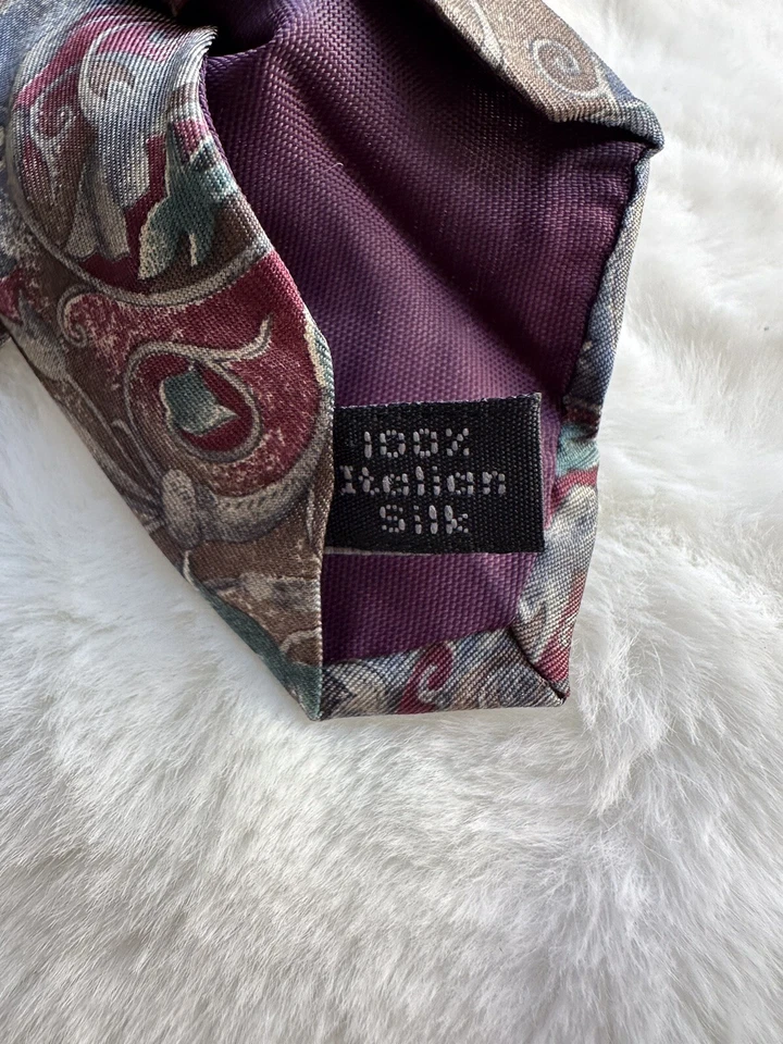 "Corbata de seda clásica Henry Grethel de colección para hombre, floral granate beige azul 55"" por 4""" Foto 4 de 4