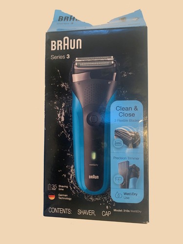 Braun 310s Series 3 Wet & Dry Black/Blue Shaver Flexible Blades Facial Face Mens