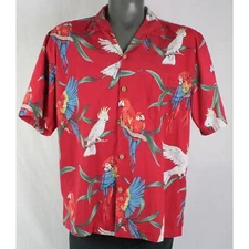 Vintage Paradise Found Magnum PI Parrot Hawaiian Shirt Made in USA Mens XL
