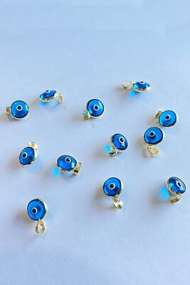 Echt 14K Gold Evil Eye Charm, Glücksgeschenk für Sie, echt 14Kt Gold Anhänger