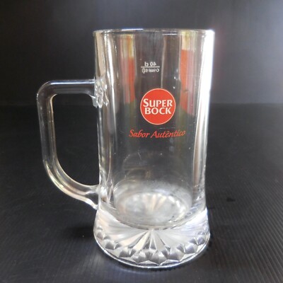 Kristall Bierkrug 40CL BIER Super Bock AUTHENTISCHER GESCHMACK Spanien N6230