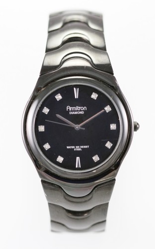 armitron watch mens all stainless steel black 50m water resist