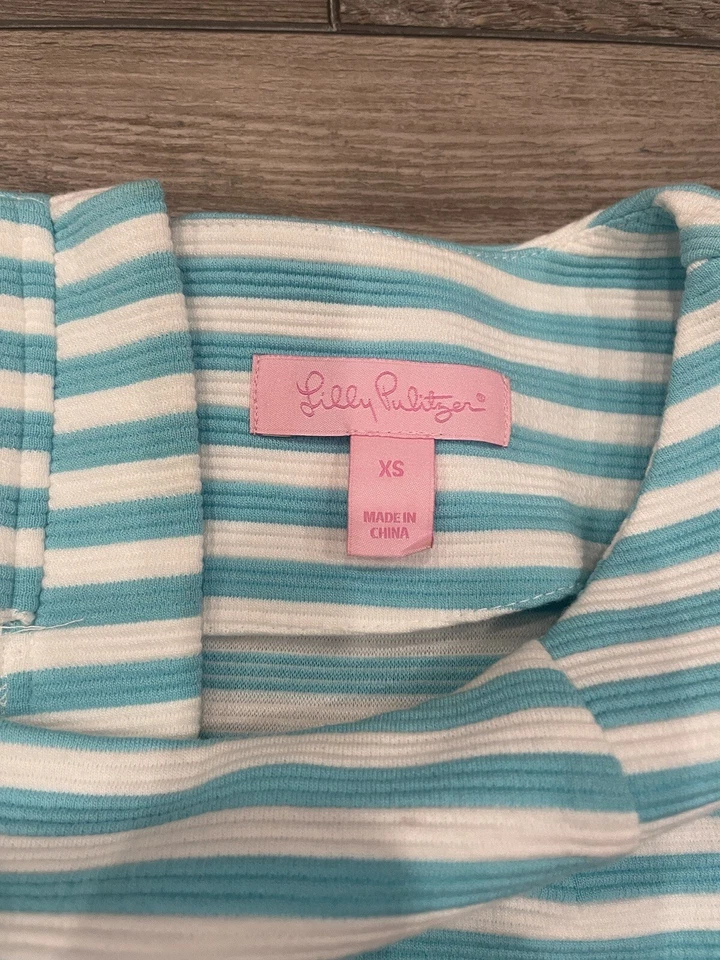 Платье цельнокроеное Lilly Pulitzer Charlene оттоманка вязаное маленькое бирюзовое с белой полосой - Изображение 4 из 4