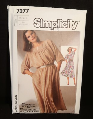 Simplicity 7277 Misses Pullover Dress Easy Sew  1986 Pattern Size 14-16-18 Uncut