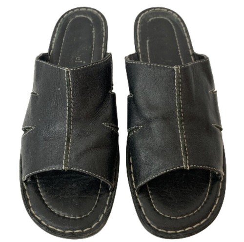 Josef Seibel Black Heeled Slip On Open Toe Leather Comfort Shoes EU 40 US 9 - Picture 2 of 10