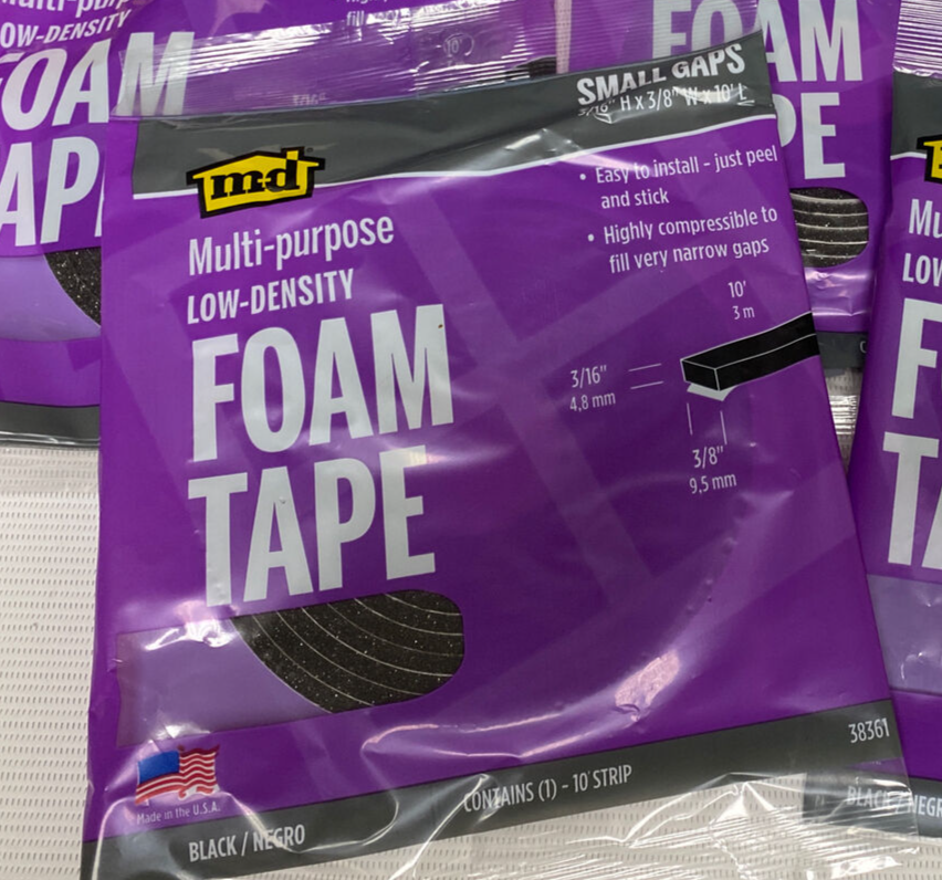 3x MD 38361 Black Small Gaps FOAM WEATHER STRIPPING SELF ADHESIVE