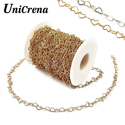 Gold Heart Chain Jewelry Making Link Chain Supplies Bulk Diy Necklace Bracelet