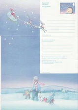GB Stamps Aerogram / Air Letter APS69 - 26p Christmas, Santa, child, sledge 1987