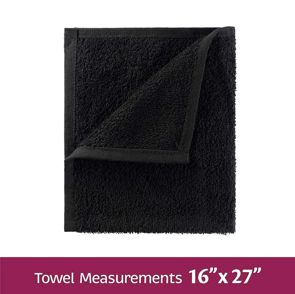 Salon Towels 100% Cotton Towel Pack Of 24 Black Spa Towel in 16x27 inches. - Image 2 of 4