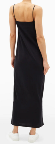 RAEY - Long Dress With Straps Cotton & Cashmere Black 6 UK 34 EU - New - Picture 2 of 6