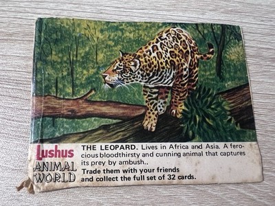 Lushus Animal World Trading Card Leopard Vintage Papierkarte um 1950