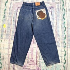 FUBU Platinum Fat Albert Jeans 30x31 Blue Dark Y2K Baggy Hip Hop Vtg Distress