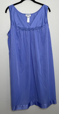 Vtg Vanity Fair Sleeveless Nylon Night Gown Womens Large Purple Nightie 30-107 L