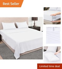 Hypoallergenic 4-Piece Queen Sheet Set - Soft Microfiber with Deep Pocket Fitted