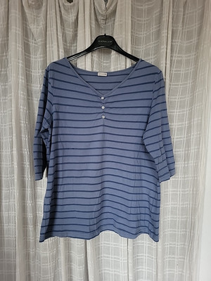 ATELIER: tolles 3/4-Arm-shirt - M/L/XL - versch. Blautöne- gestreift- 80% BW 