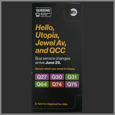 #ad MTA Queens Network Redesign Flyer “Hello Utopia Jewel Av and QCC” $0.99