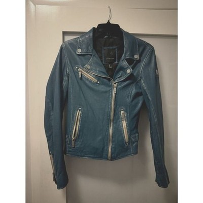 Mauritius Sofia Blue Lambskin Leather Jacket - Size Small