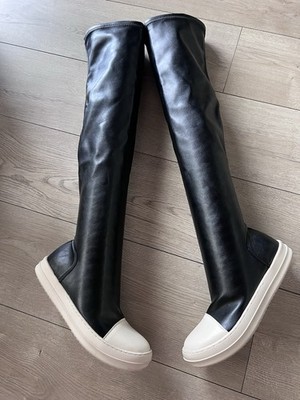 Over-the-Knee Platform Sneaker Boots | Rick Owens Style | Black | Size 9 