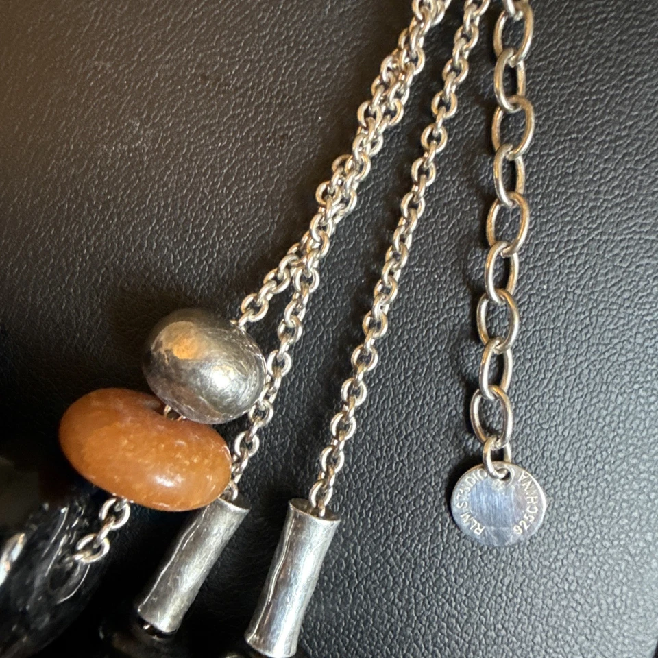 Collar vintage de piedras preciosas mixtas de plata de ley 925 de 3 niveles RLM Studio Foto 4 de 4