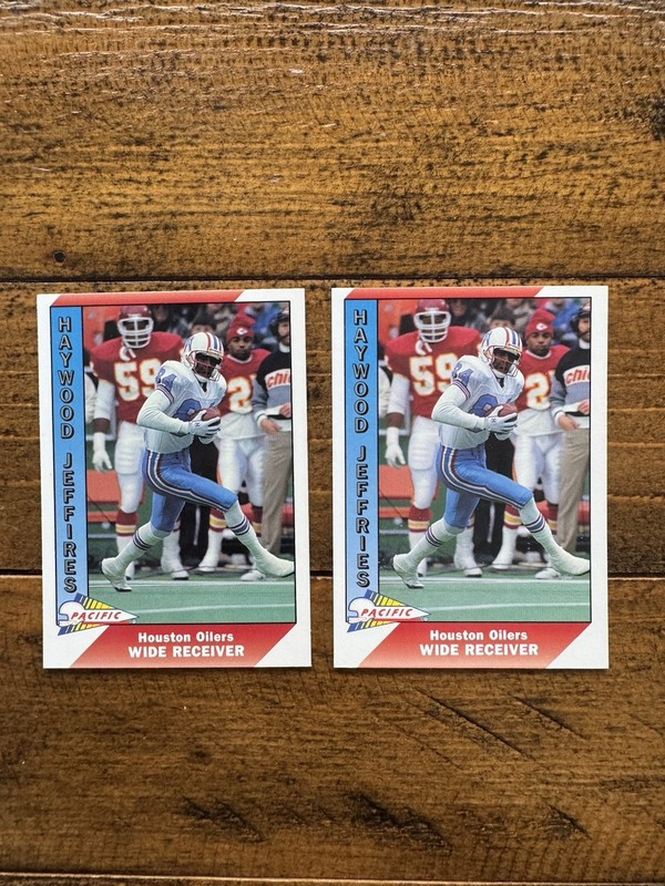 HAYWOOD JEFFIRES 1991 Pacific Football ERROR and corrected cards NFL OILERS
