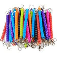 14PC Spiral Retractable Spring Coil Keychain Theftproof Anti-lost Stretch Cord