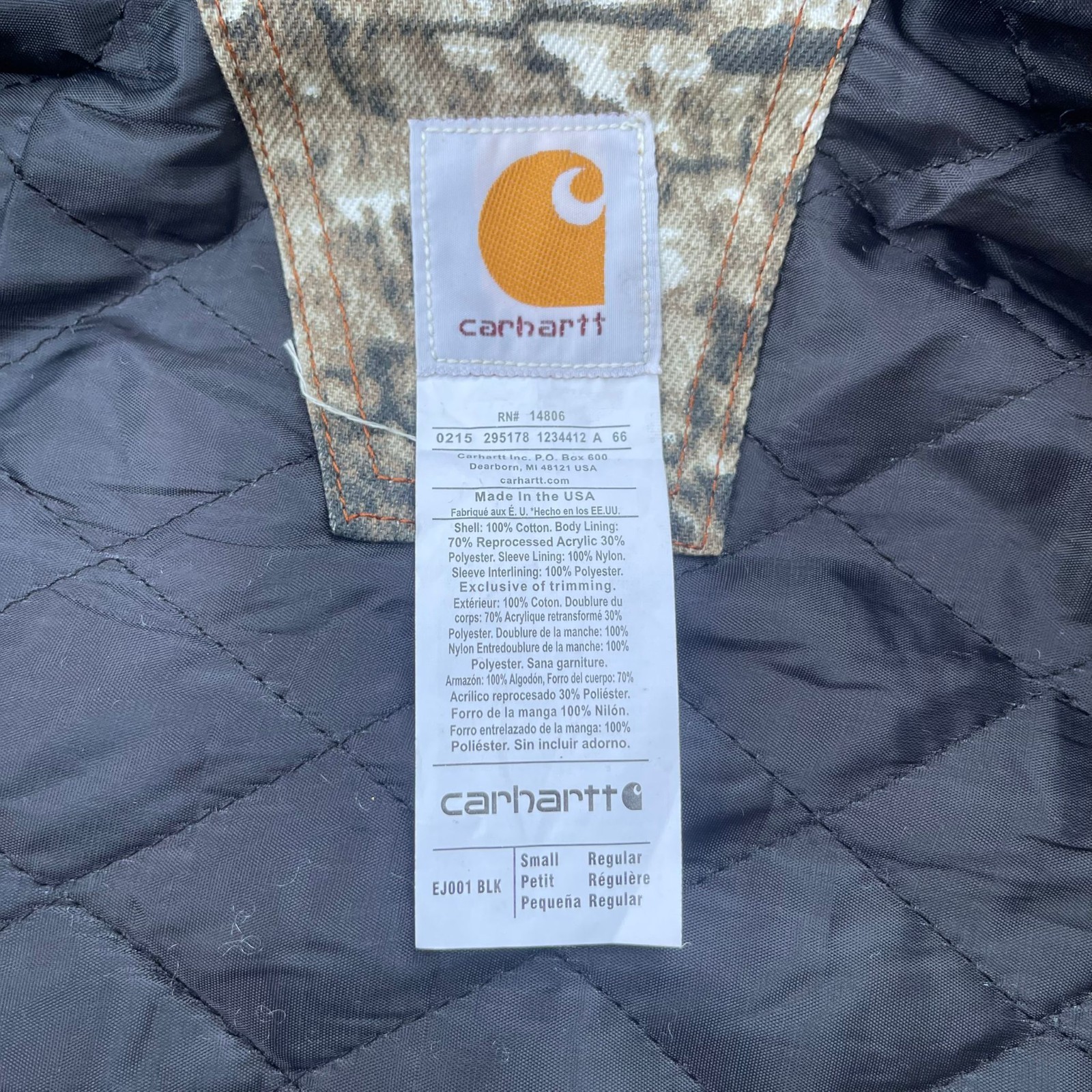 Carhartt 2000s style Detroit Rework Real Tree pattern hoodie jacket Size S image 8