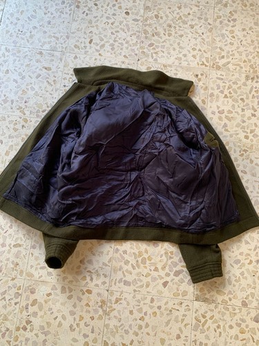 Vintage woollen wool classic olive green raglan jacket sweater 42R M - Picture 10 of 10