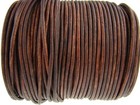 Cavo Cuoio Rotondo 3 MM - Antico Braun. Cinturino Pelle. Lunghezza - a Scelta