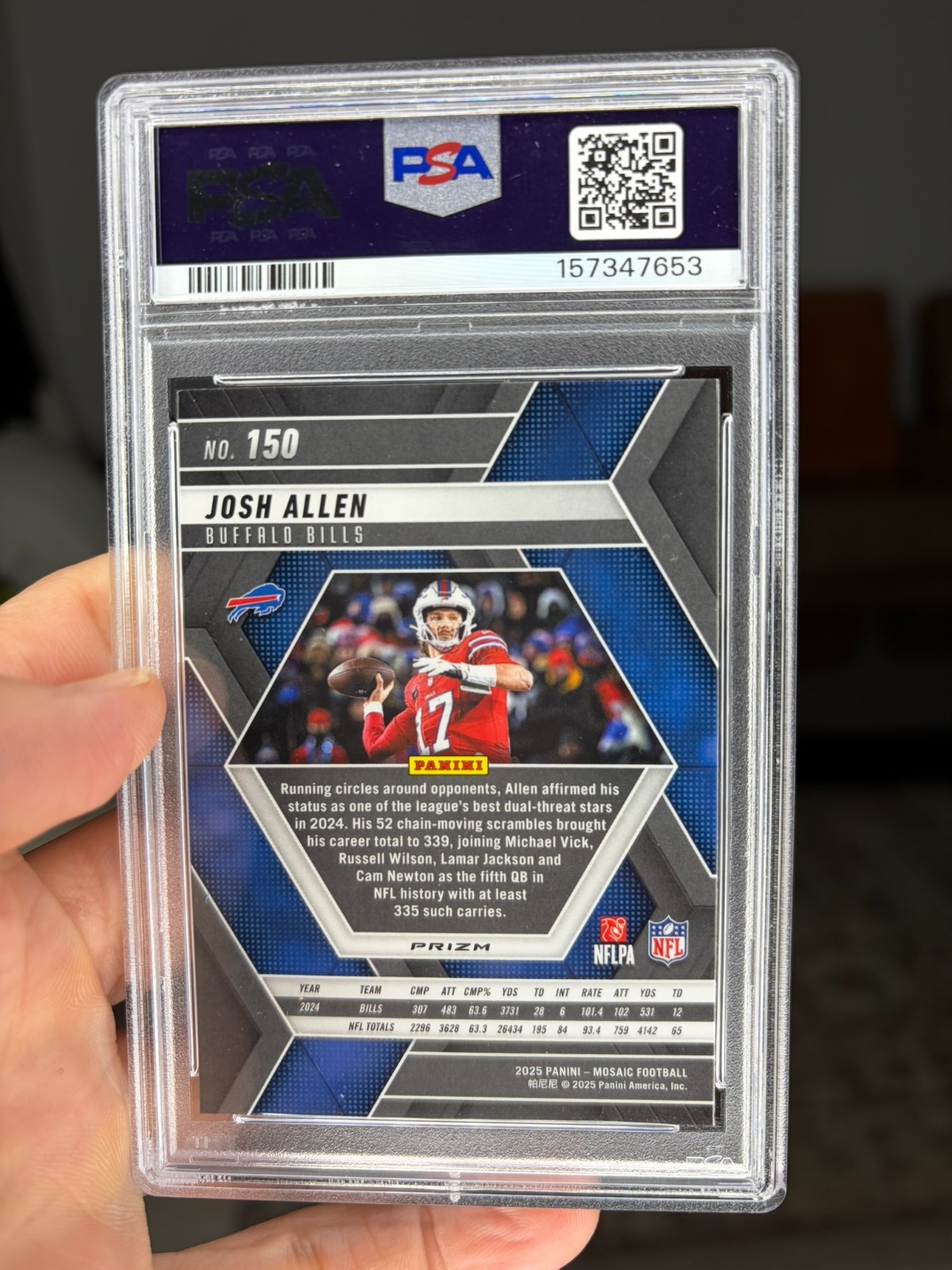 2025 Mosaic Purple Scope Josh Allen PSA 10 Gem Mint view 2