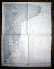 1938 East Coast Africa Inhambane Bay Port Natal Afryka mapa plan mapa