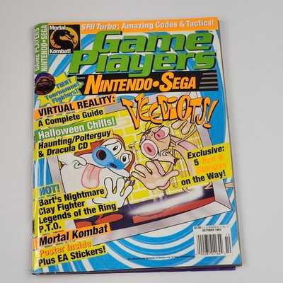 Game Players Nintendo Sega Magazine w Mortal Kombat Poster Oct 1993 Ren & Stimpy