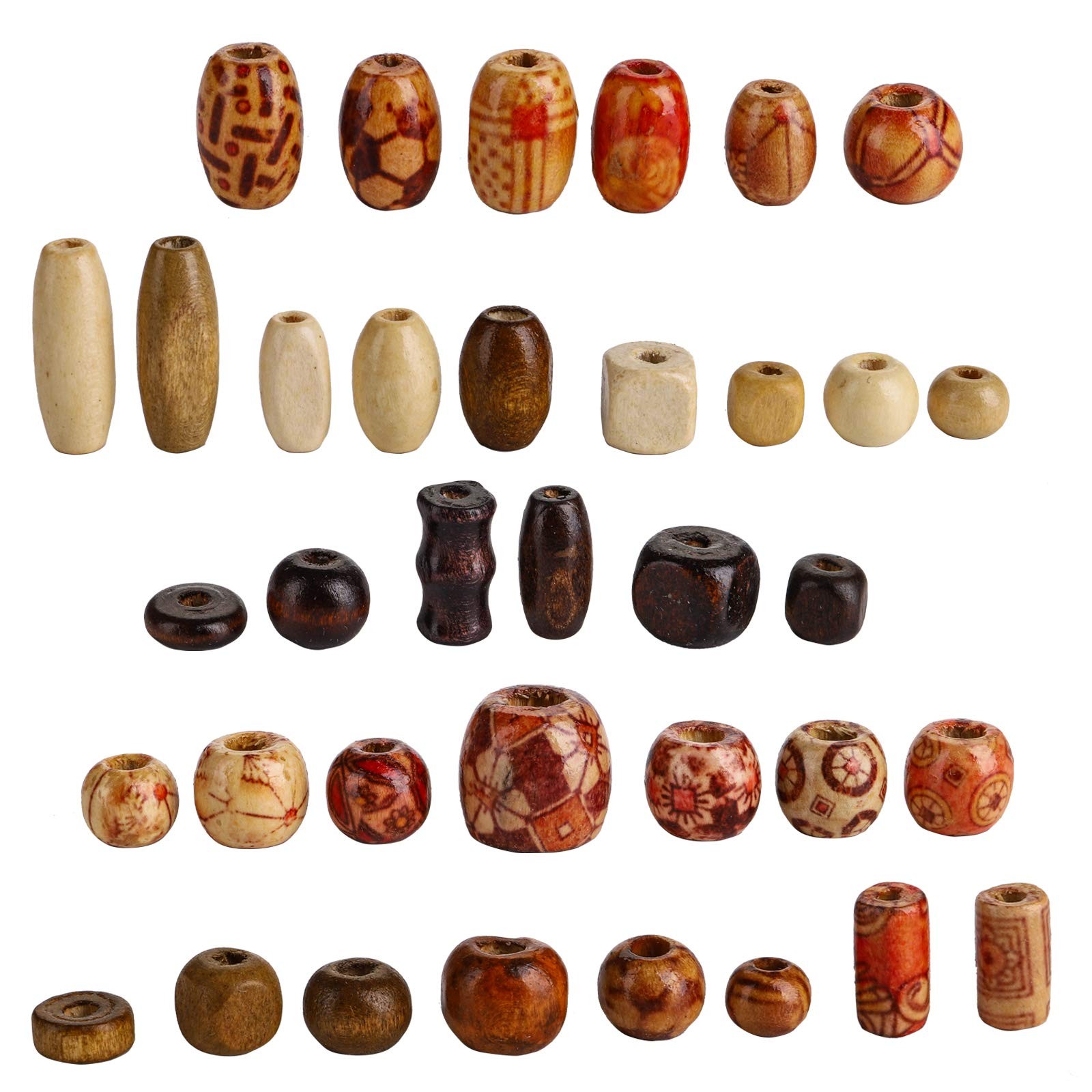 2000 Pcs Printed Wooden Beads Assorted African Loose Beads Macrame Supplies