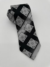 Black Silver Geometric Medallion Tie Classic Necktie 60 Formal Wedding