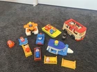 Vintage Fisher Price Little People Lot 30 Piece Bus Boat Police Plane Beds