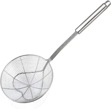 Strainer Skimmer Spoon for Cooking and Frying, 6.3 Inches Silver 