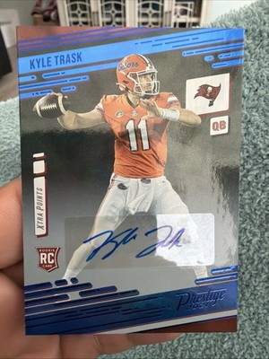 2021 Panini Prestige Kyle Trask Rookie RC Auto Xtra Points Blue Foil Buccaneers