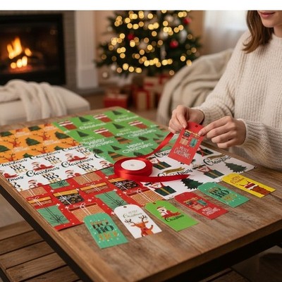 6 Blatt Luxus Weihnachts Geschenkpapier mit 6 Namensschildern & 9 m Band