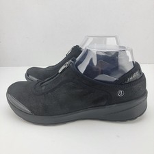 Bzees Womens Size 7 Black Glaze Fabric Zipper Slip On Shoes