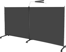 MAYOLIAH Room Divider Privacy Screen on Wheels 2 Panel Grey 142"