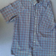 Van Heusen blue  red plaid button-up shirt Size M