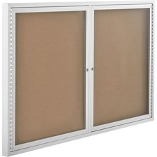 Global Industrial 2 Door Enclosed Cork Bulletin Board 60"W x 36"H