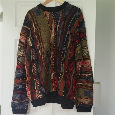 COOGI Men's XL Multicolor Geometric Wool Knit Crewneck Pullover Sweater AUS