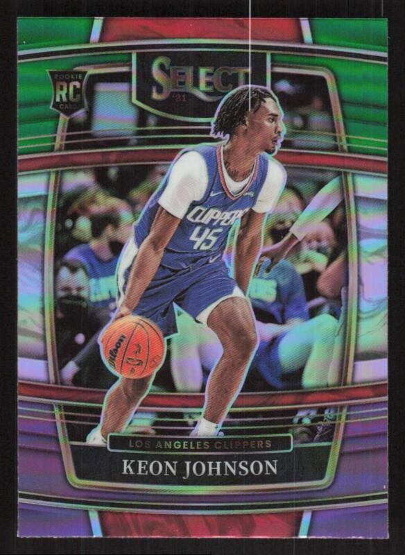2021 PANINI SELECT KEON JOHNSON 40 GREEN WHITE PURPLE PRIZMS RC CLIPPERS