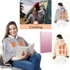 Soft Double-Sided Flannel Heated Throw Blanket Battery Operated Hoodie Design