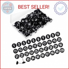 Teling 100 Pcs Numbered Push Pins 1-100 Sequential Thumb Tacks Flat Tacks Push P