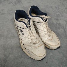 FILA White/Navy Low Top Athletic Sneaker Lace-Up Leather Upper US Size 10