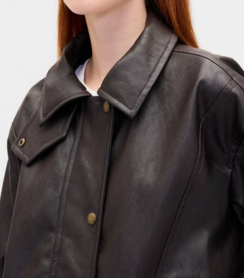 GAP Oversized Vegan Leather Jacket Terra Brown - S - BNWT | eBay